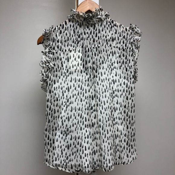 NWT 7 for All Mankind Leopard Ruffle Collar Top S - Picture 3 of 8